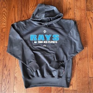 Majestic Men Tampa Bay Rays 2008 World Series MLB Playoff Hoodie Sweatshirt L